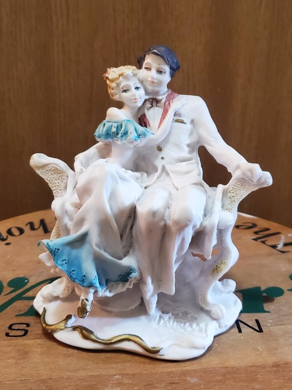 Italian bisque porcelain romantic couple figurine kitschy